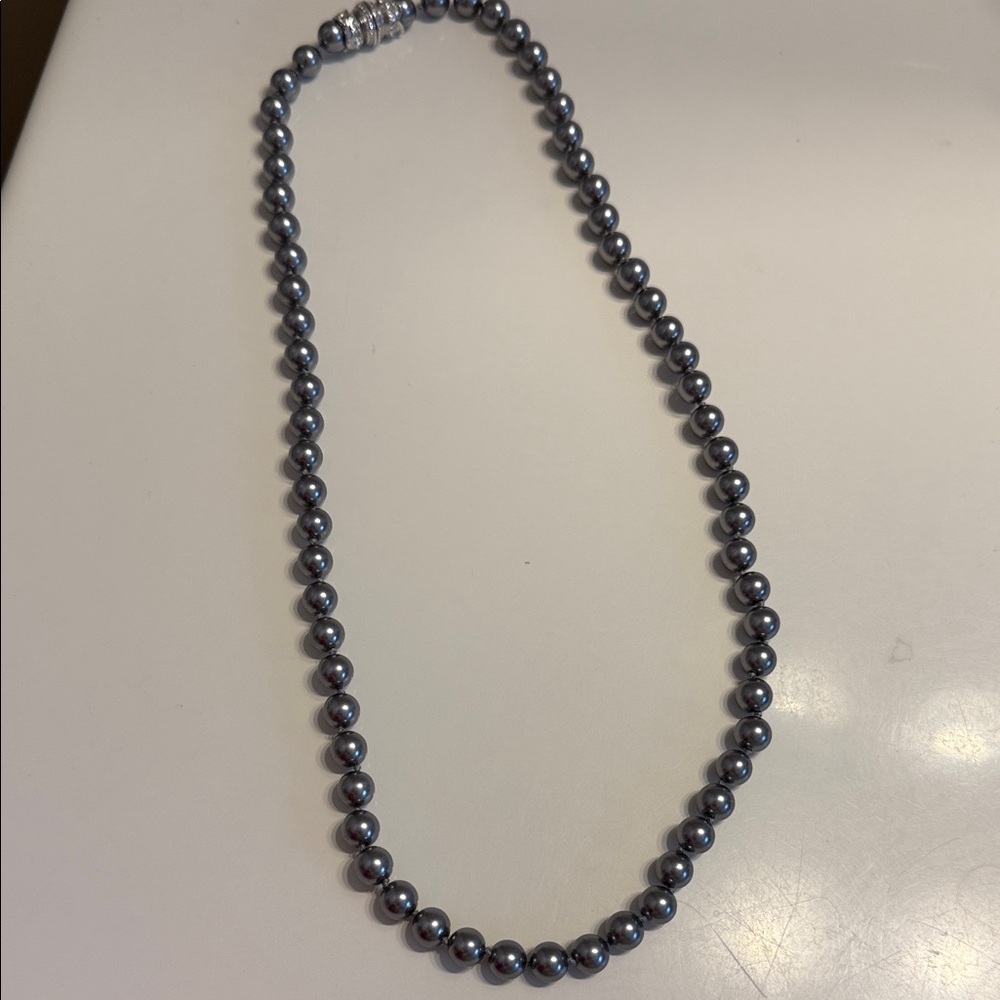 Nolan Miller faux Grey Pearls snap closure